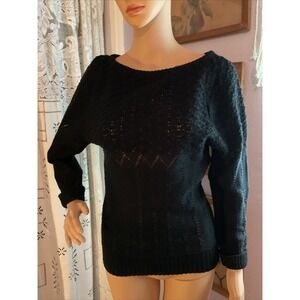 Vintage Kenneth Too Black Knit Sweater‎ open knit design M